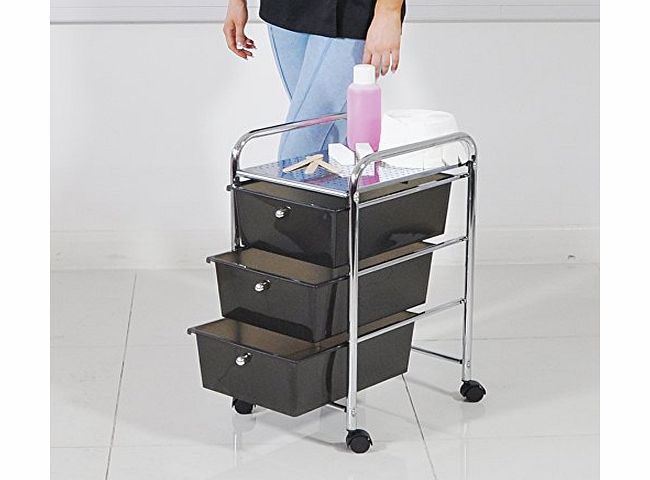 HEAVEN� Black Storage Trolley Storage with Three Drawers