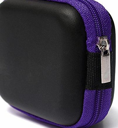 BeautyStyle Carrying Hard Case Bag for Earphone Headphone iPod MP3 (black purple)