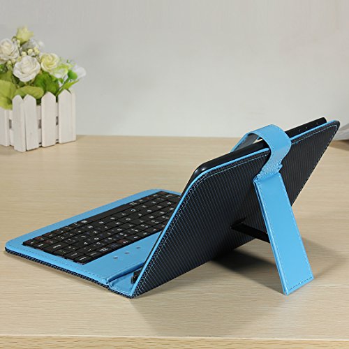 Micro USB PU Leather Keyboard Case Cover Stand For 7.0 7 Inch Android Tablet PC MID PDA (7`` blue)