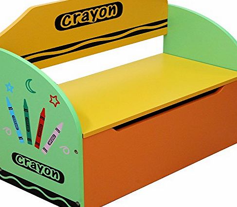 Bebe Style Childrens Wooden Toy Storage Box and Bench (Crayon Themed)