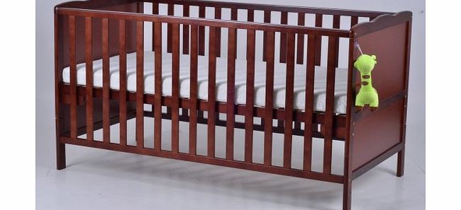 Classic Baby Cot Bed amp; Junior Bed With Free Foam Mattress And Teething Rails (Walnut)