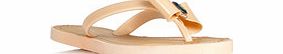 Nude bow detail flip flops