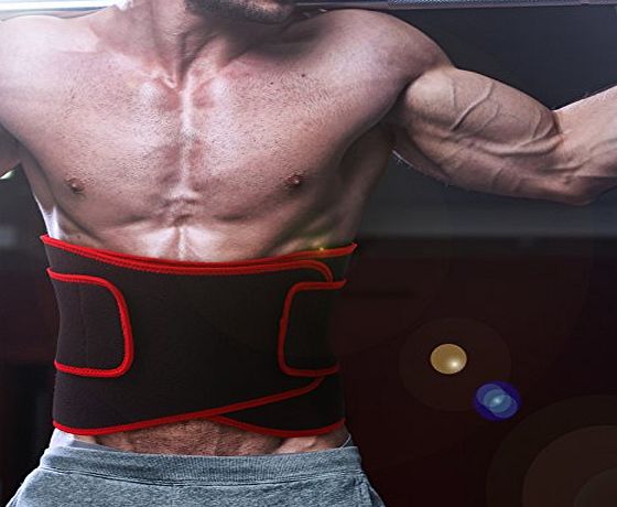 Becko Adjustable Waist Trimmer Belt / Weight Loss Ab Wrap / Sweat Workout Enhancer / Back amp; Lumbar Support / Tummy Belt for Man amp; Woman (Red)