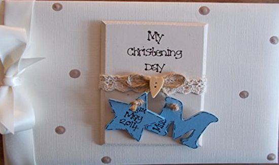 Becky Louise Designs Personalised Boys Christening Photo Album Gift with Box
