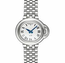 Bedat Switzerland Silver-tone and white steel round watch