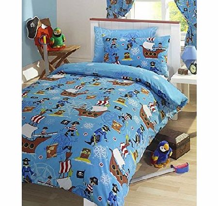 Bedmaker Pirate Blue Junior Toddler Bed Size Duvet Cover amp; Pillowcase Set