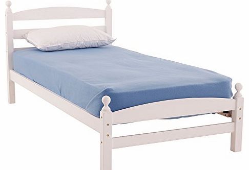WorldStores Moderna Wooden Bed Frame - 3FT Single Bed Base - Traditional Bedstead - White Finish - Sturdy Hardwood Construction - Sprung Slatted Base