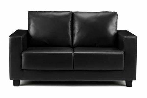 Boxa Black Faux Leather Sofa