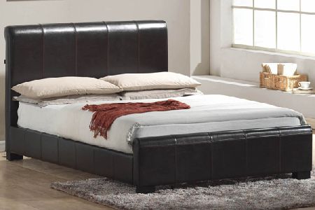 Chello Brown Leather Bed Frame Kingsize 150cm