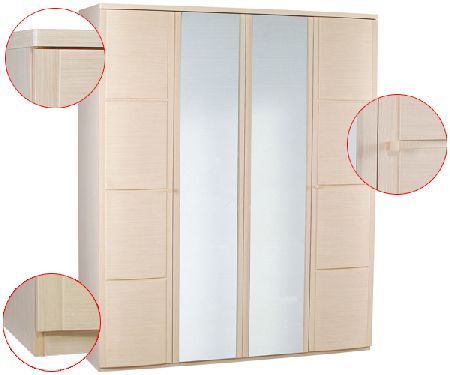 Bedworld Discount Eclipse Range - Wardrobe - 4 Door (2 Mirror Doors)