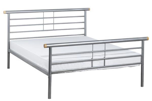 Bedworld Discount Gemini Silver Metal Beds Double 135cm