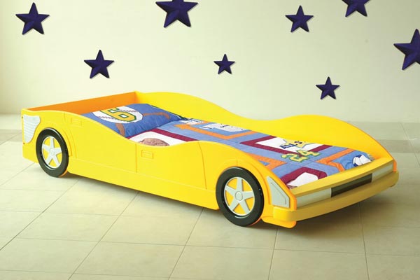 Grand Prix Yellow Kids Bed Frame Single 90cm