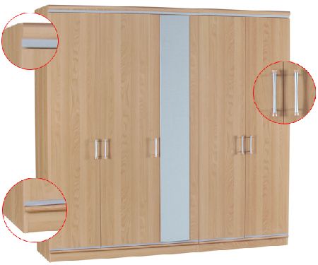 Bedworld Discount Manhattan Range - Wardrobe - 5 Door (1 Mirror