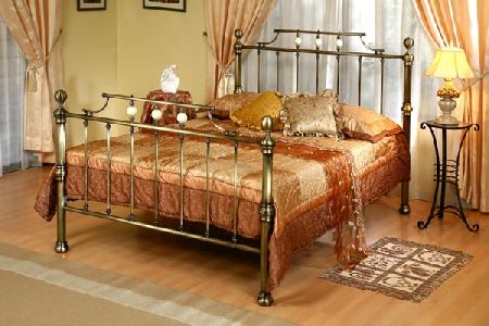 Melrose Antique Brass Metal Bed Frame Double 135cm