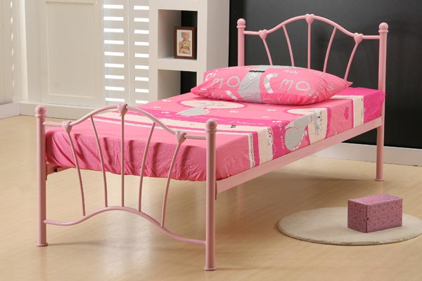 Bedworld Discount Sophia Pink Metal Bed Frame Single 90cm