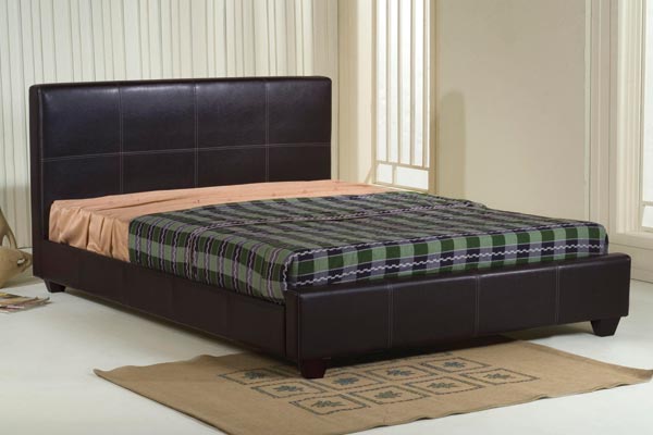 Bedworld Discount Stanton Brown Faux Leather Bed Frame Double 135cm
