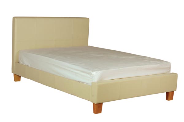 Bedworld Discount Stanton Cream Faux Leather Bed Frame Double 135cm