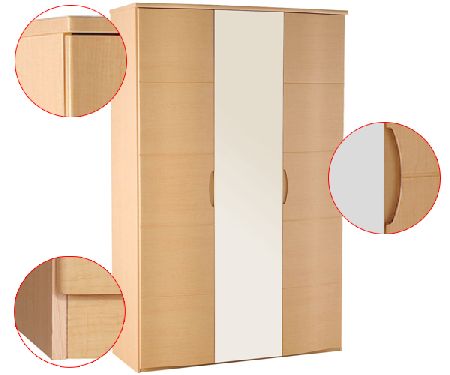Bedworld Discount Synergy Range - Wardrobe - 3 Door (1 Mirror Doors)