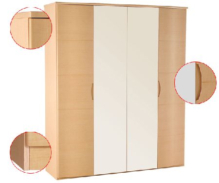 Synergy Range - Wardrobe - 4 Door (2 Mirror Doors)