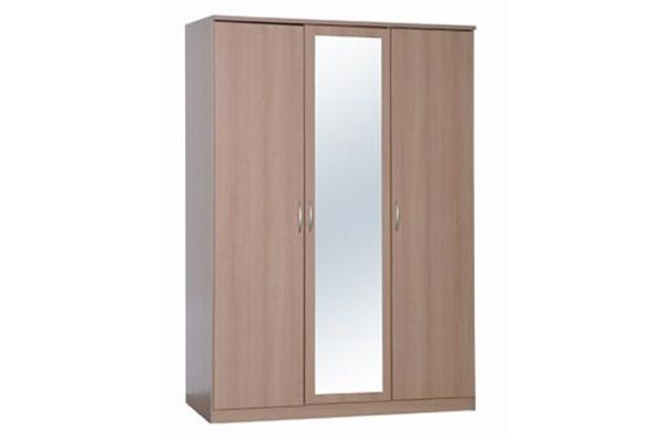 Bedworld Discount Toledo Beech 3 Door Wardrobe with mirror