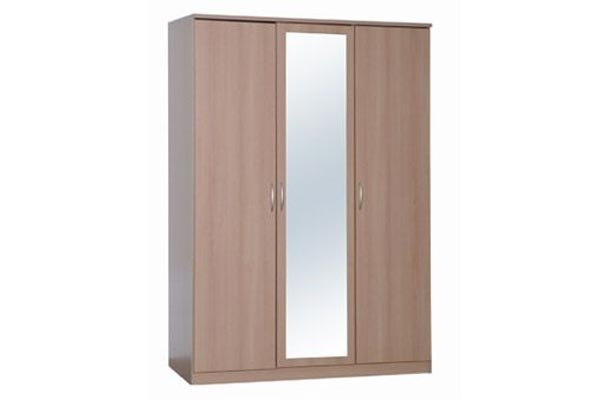 Toledo Beech 3 Door Wardrobe with mirror