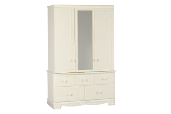 Bedworld Furniture Blanc Range - Wardrobe - 3 Doors / 5 Drawers (1