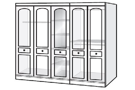 Bedworld Furniture Havana Range - Wardrobe - 5 Door Run (1 Mirror
