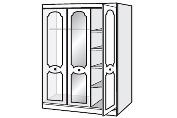 Bedworld Furniture Loire Range - Wardrobe - 3 Door (1 Mirror Door)