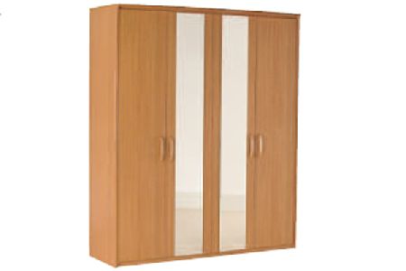 Solent Range - Wardrobe - 4 Door (2 Mirror Doors)