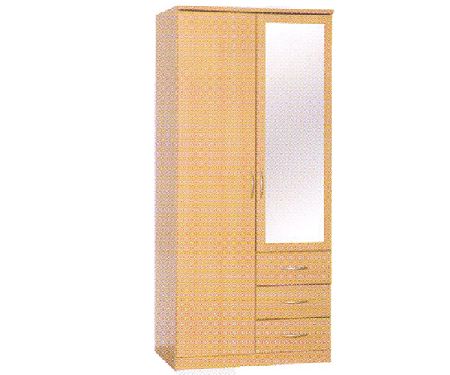 Bedworld Furniture Toledo 3 Drawer - 2 Door Wardrobe (Half Mirror)