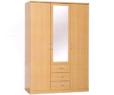 Bedworld Furniture Toledo 3 Drawer - 3 Door Wardrobe (Half Mirror