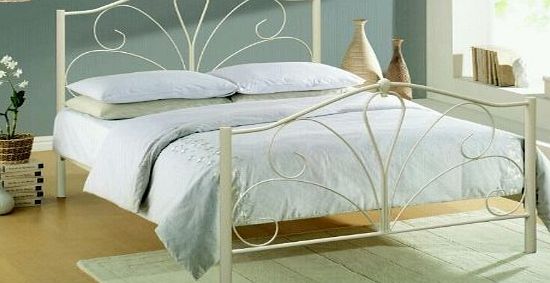 bedzonline 4FT6 DOUBLE IN IVORY METAL BED FRAME NEW STOCK JUST ARRIVED WEB OFFER
