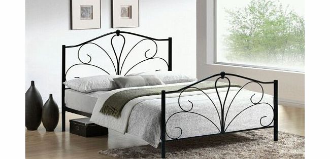 bedzonline 4FT6 DOUBLE IN IVORY OR BLACK GLOSS METAL BED FRAME NEW STOCK JUST ARRIVED WEB OFFER (black)