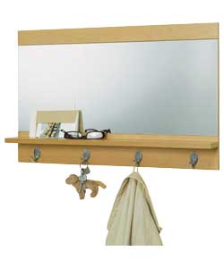 Beech Effect Hallway Mirror with Shelf