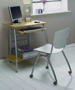 Beech Finish Computer Desk and Chair Set