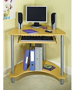 beech Finish Corner Curvy Desk