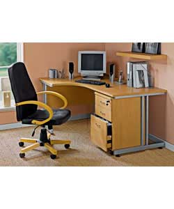 Beech Finish Desk and Filing Cabinet