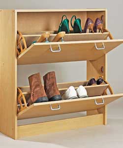Beech Finish Shoe Storage Cabinet