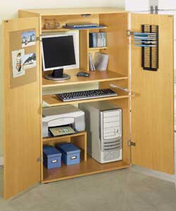 Finish Tall Hideaway with Cork Memo Board