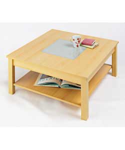 Beech Milky Glass Square Coffee Table