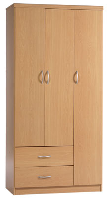 beech WARDROBE 3 DOOR 2 DRAWER ANNA VALUE