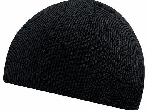 Beechfield Plain Basic Knitted Winter Beanie Hat (One Size) (Black)