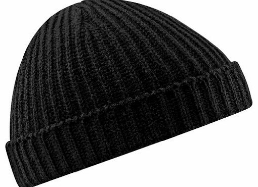 Beechfield Unisex Retro Trawler Winter Beanie Hat (One Size) (Black)