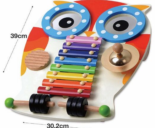 BeeSmart Wooden Musical Table - Xylophone, Guiro, 2 Drums, Cymbal and 2 Beaters