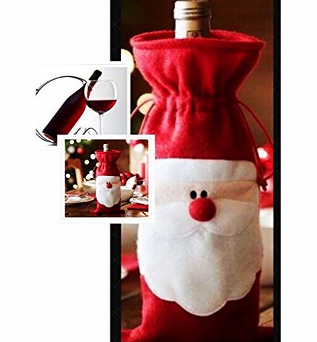 Bei wang 1Pcs Xmas Santa Claus Red Wine Bottle Cover Bags Christmas Table Dinner Decoration Home Party Decors