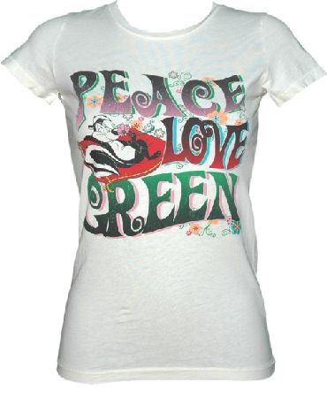 Bejeweled Peace Love Green Ladies Pepe Le Peu T-Shirt from Bejeweled