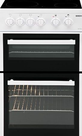 Beko BDC5422AW 50cm Double Cavity Electric Cooker with Ceramic Hob - White