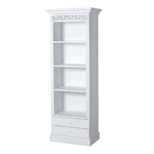 Belgravia White Bookcase (narrow) with Drawer