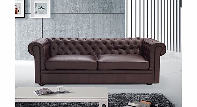 Beliani Genuine Leather Sofa - Settee - Quilted Loveseat Couch - Two Seater in Brown - CHESTERFIELD
