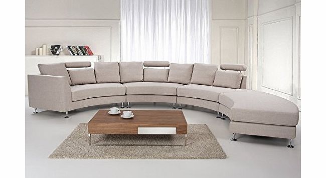 Beliani Round Sofa - Sectional Settee - 7 Seater - Upholstered - Beige - ROTUNDE